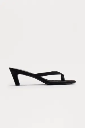 Astona Square Toe Thong Mules - Black