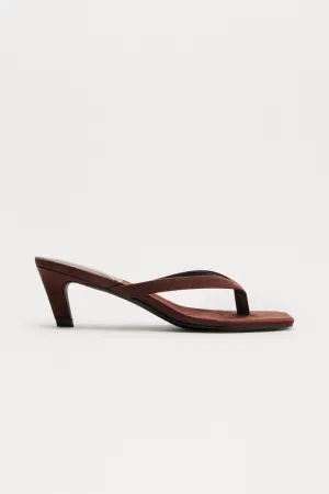 Astona Square Toe Thong Mules - Brown