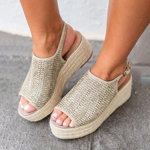 Casual Platform Peep Toe Espadrille Sandals