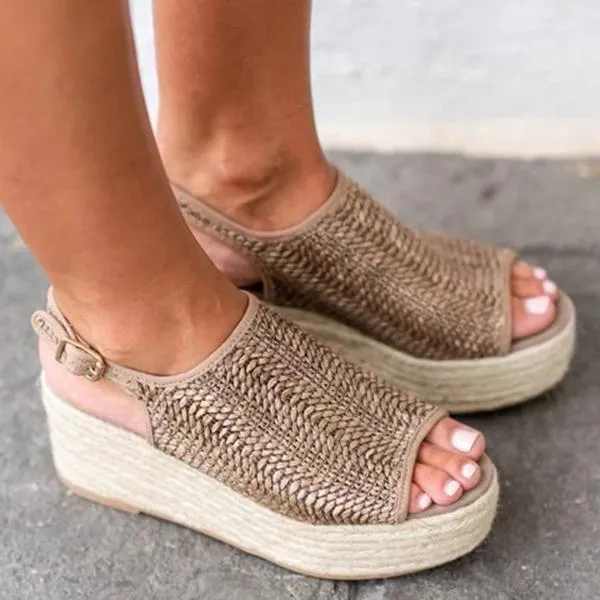 Casual Platform Peep Toe Espadrille Sandals