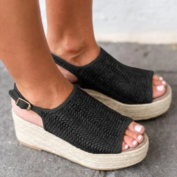 Casual Platform Peep Toe Espadrille Sandals
