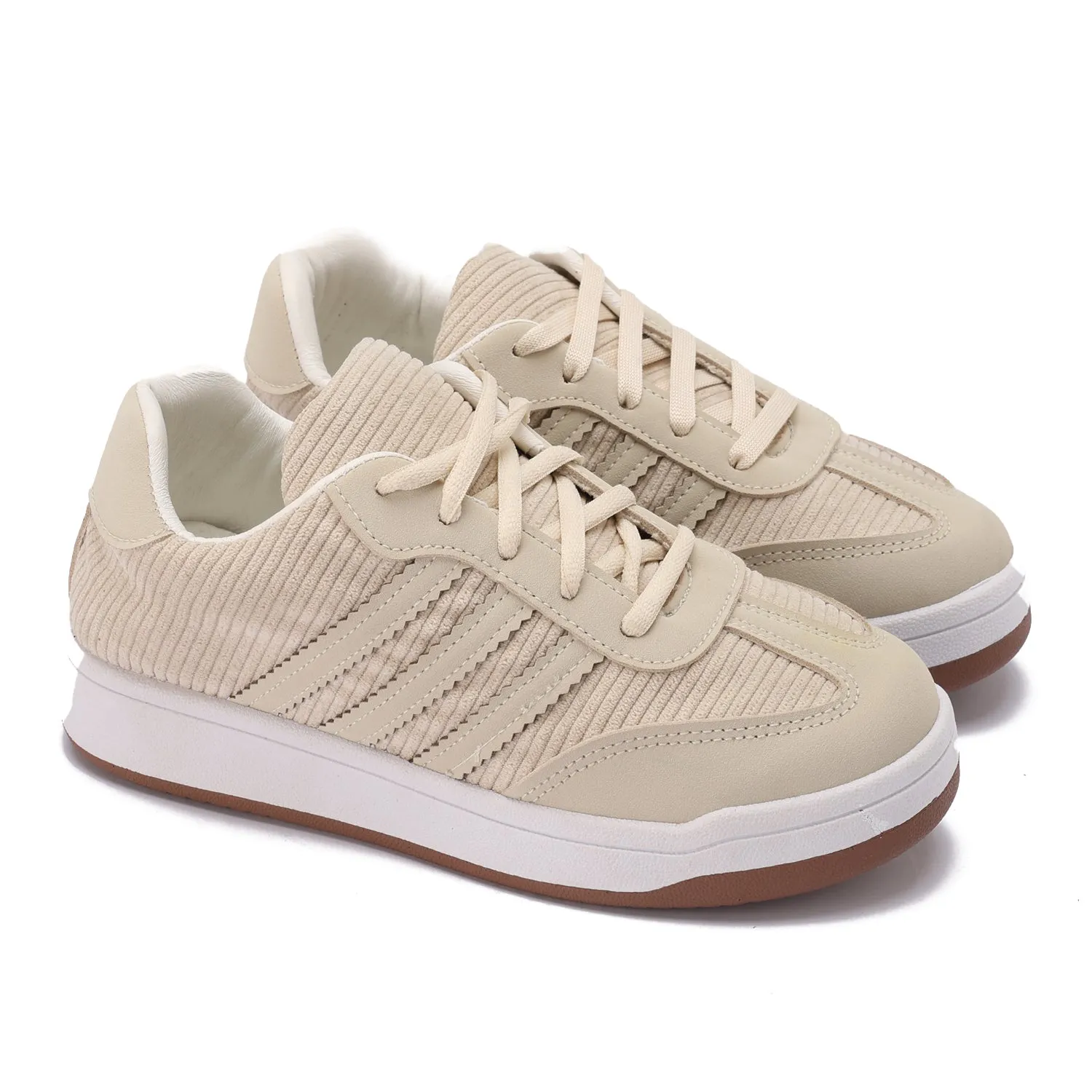 Corduroy Retro Sneakers-Beige