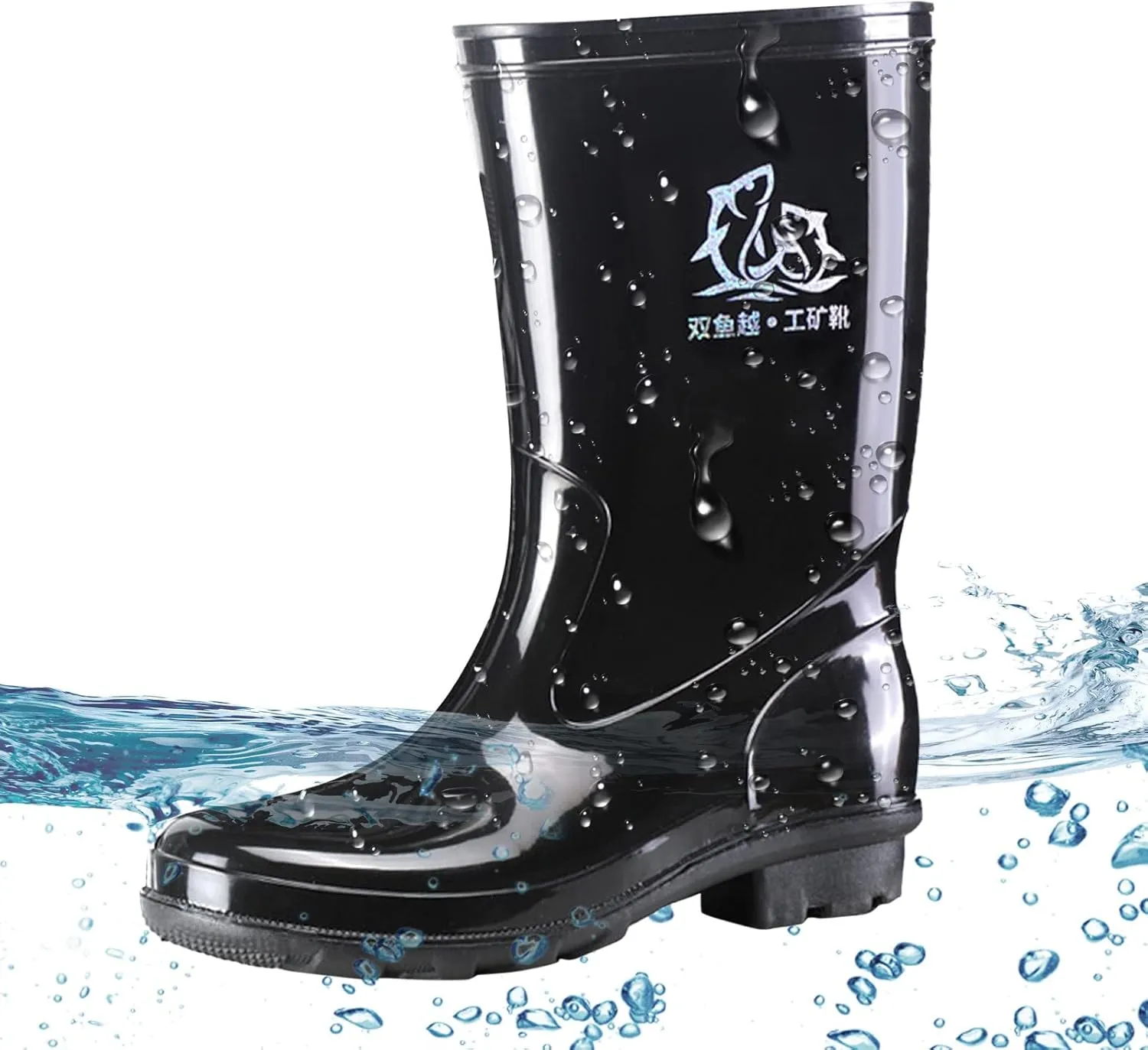 Durable Farming Boots Men Knee Mud Working Boots Waterproof Rain Shoes Non Slip Kitchen Labor Shoes Men Comfrotable Garden Fishing Car Washing Shoe Sturdy Rubber Work Footwear