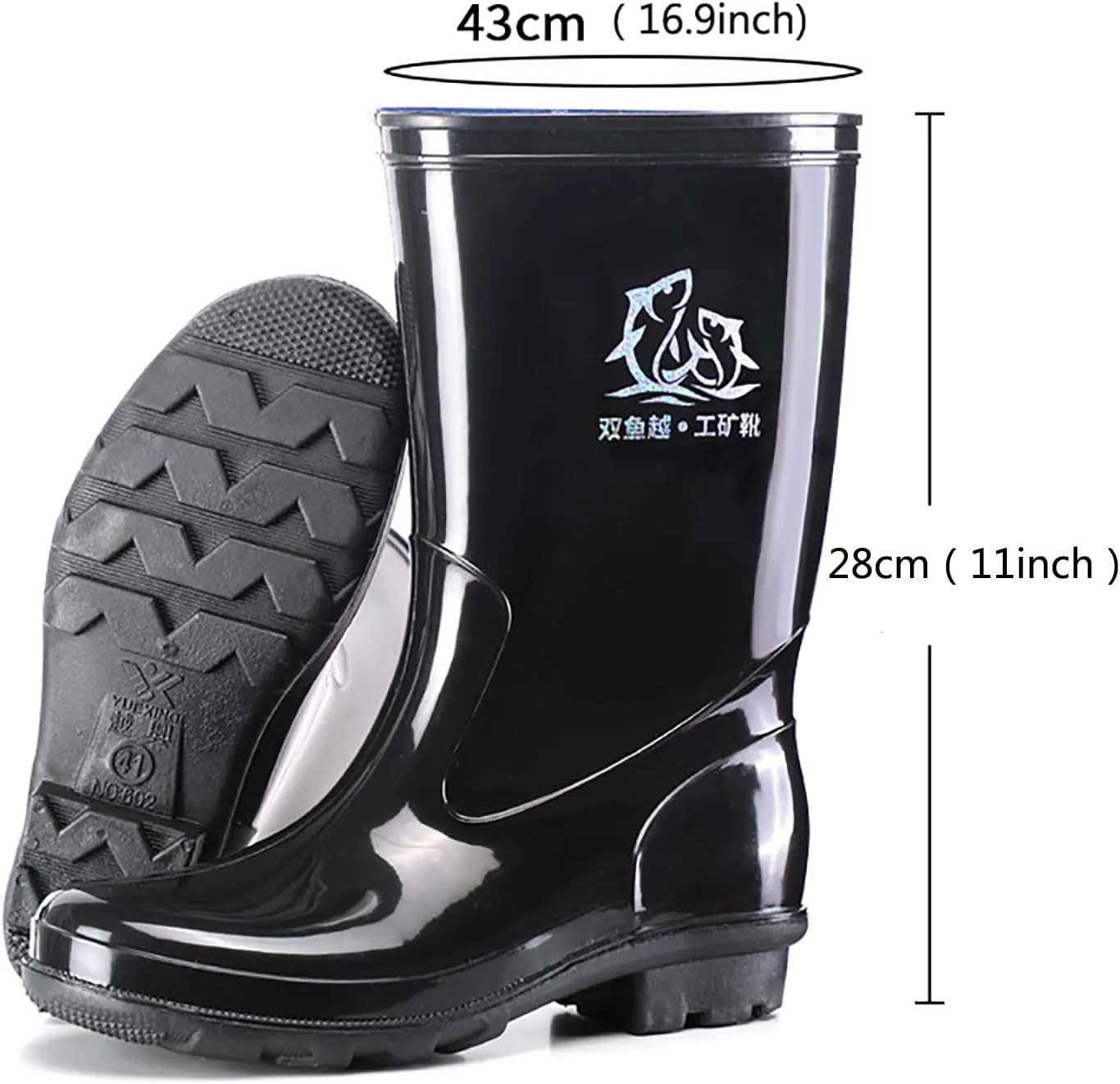 Durable Farming Boots Men Knee Mud Working Boots Waterproof Rain Shoes Non Slip Kitchen Labor Shoes Men Comfrotable Garden Fishing Car Washing Shoe Sturdy Rubber Work Footwear