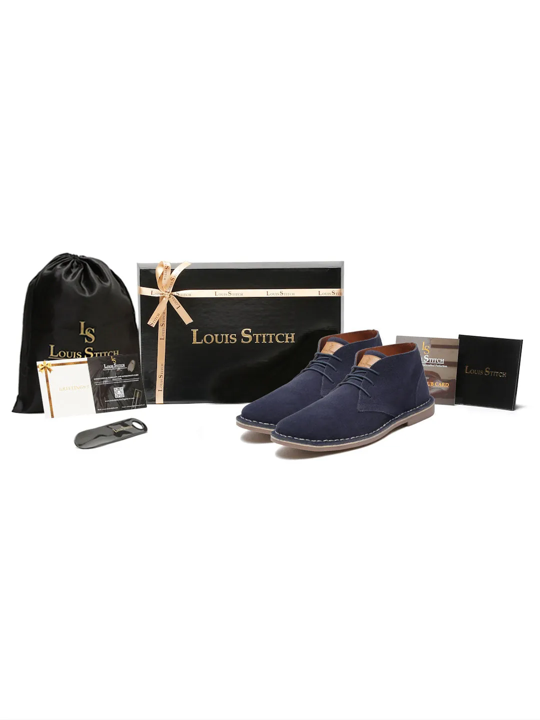Federal Blue Italian Suede Leather British Stitch Down Chukka Boots