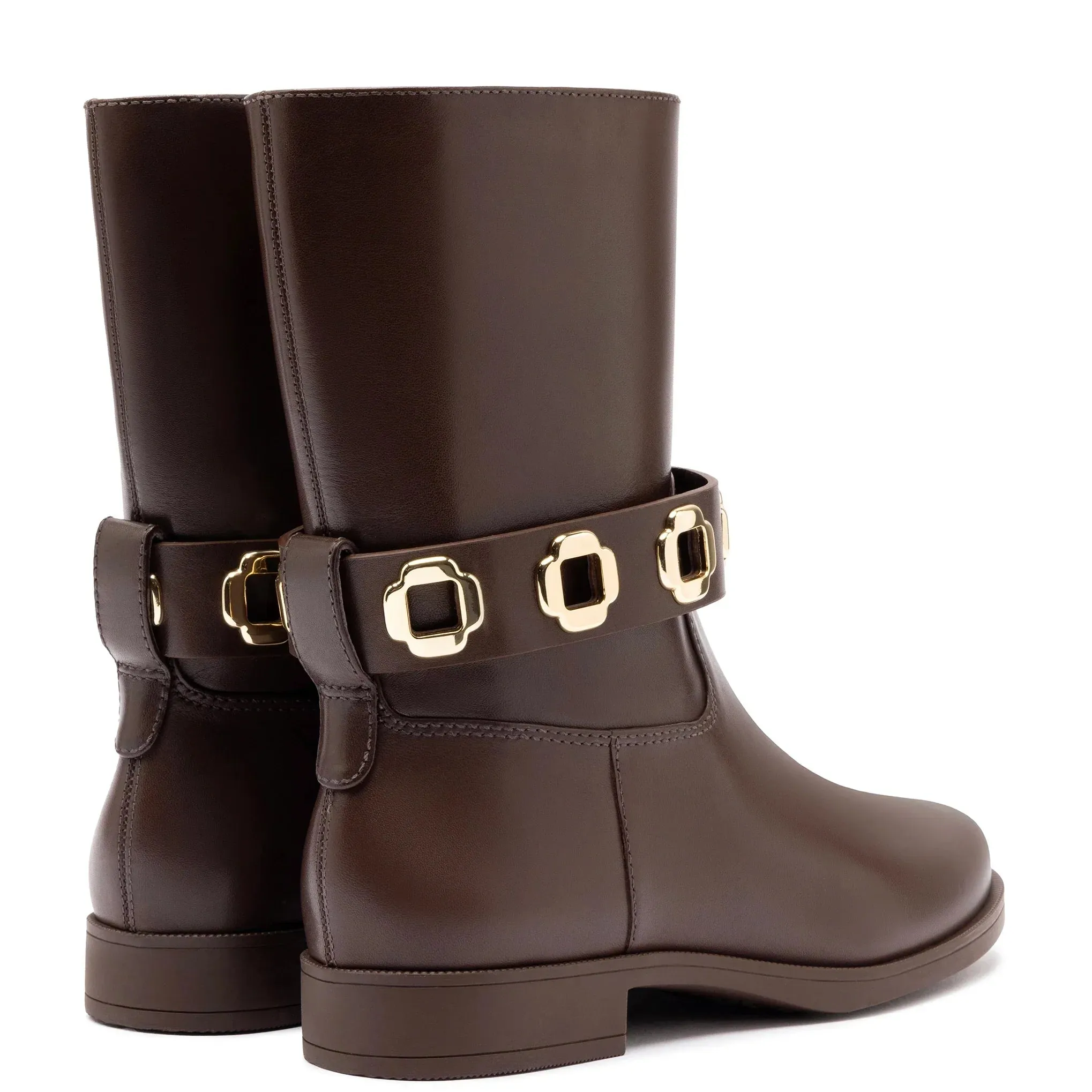 Larroude Milan Flat Bootie In Brown Leather