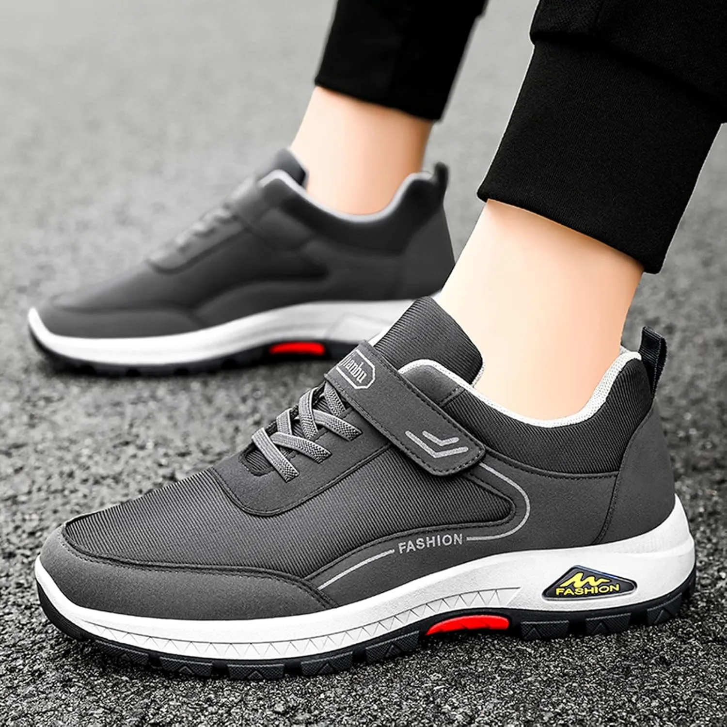 Mens Everyday Sneakers Fashion Spring and Summer Men Sports Shoes Soft Sole Non Slip Solid Color Lace Up Minimalist