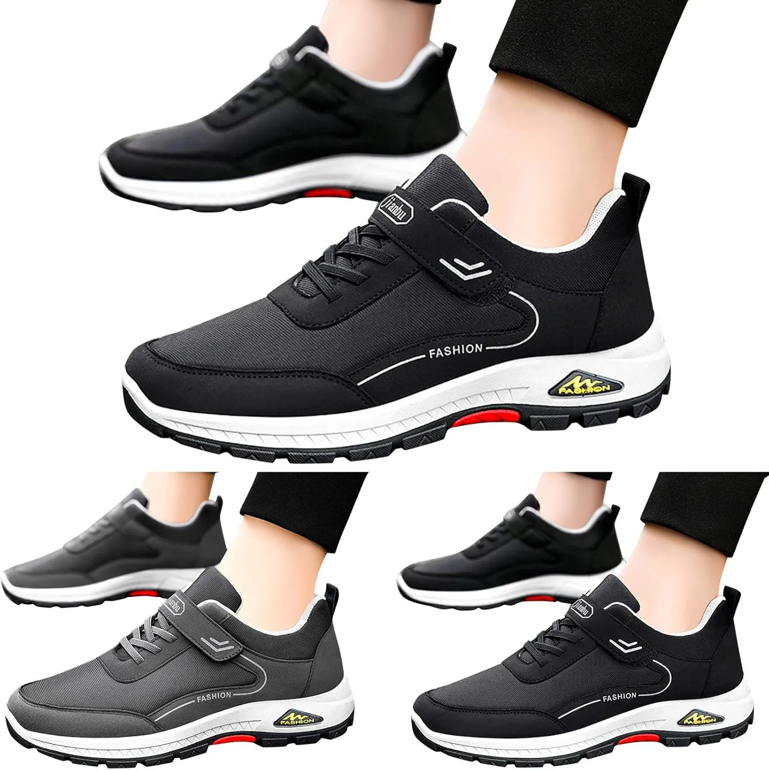 Mens Everyday Sneakers Fashion Spring and Summer Men Sports Shoes Soft Sole Non Slip Solid Color Lace Up Minimalist