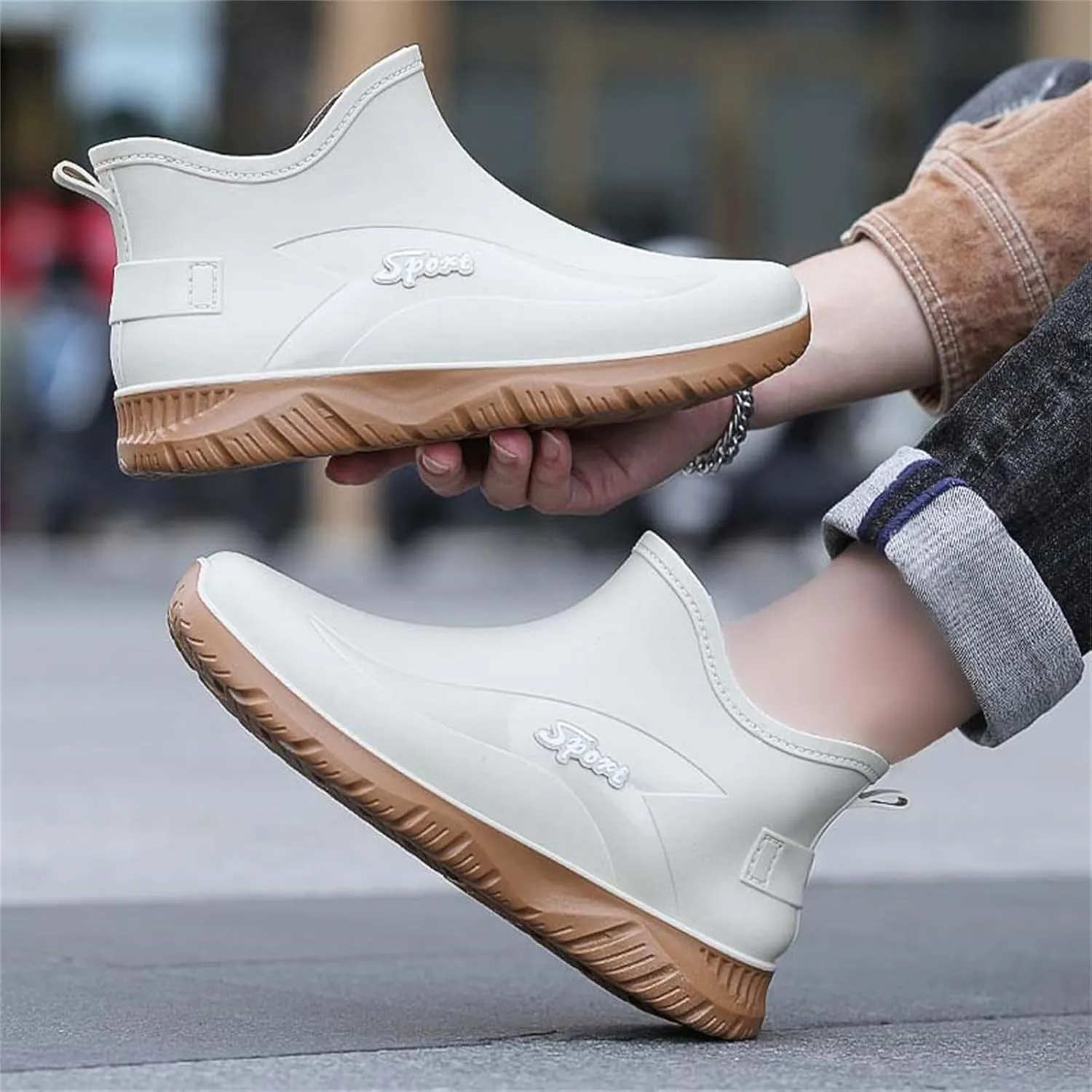Men's Waterproof Rubber Boots Ankle Rain Boots Mud Booties Gardening Farming Camping Fishing Sports Shoes