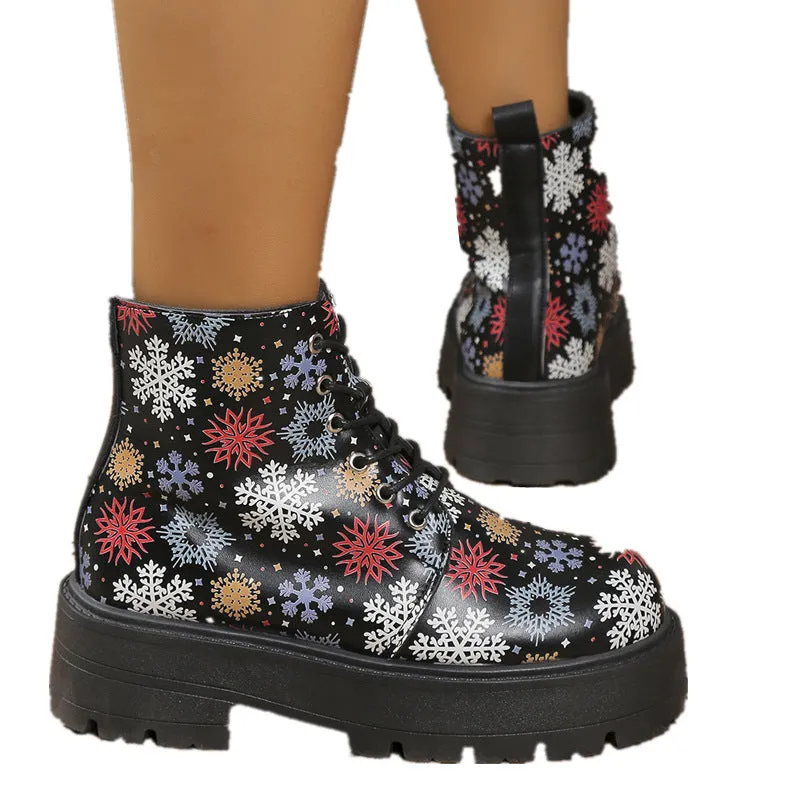 Platform Martin Boots Lace-up Platform Heel Ankle Boots