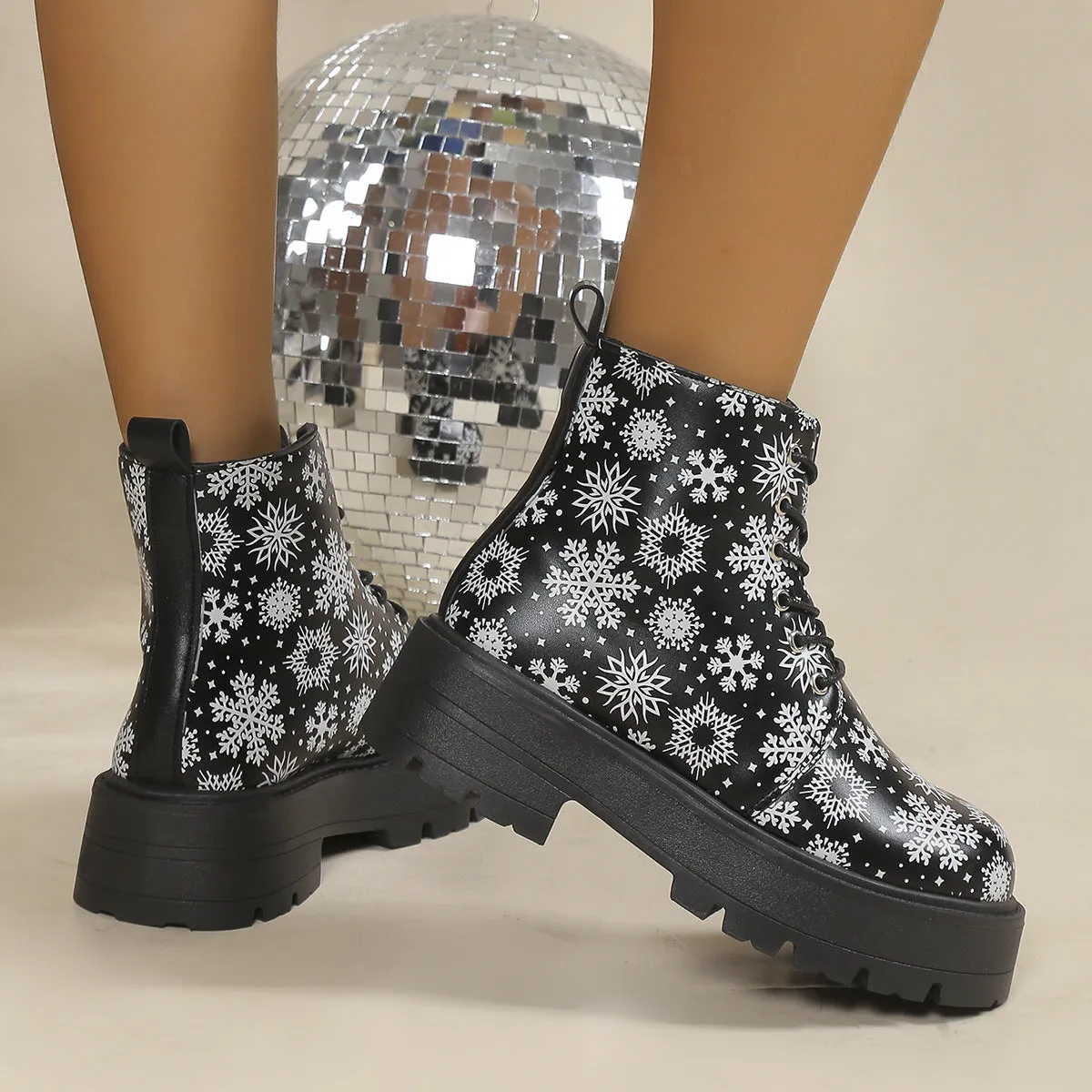 Platform Martin Boots Lace-up Platform Heel Ankle Boots
