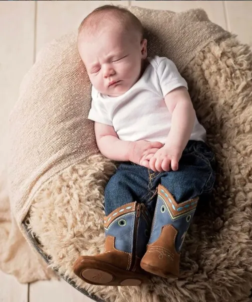 "Syd" Bucking Horse Cowboy Baby Boots