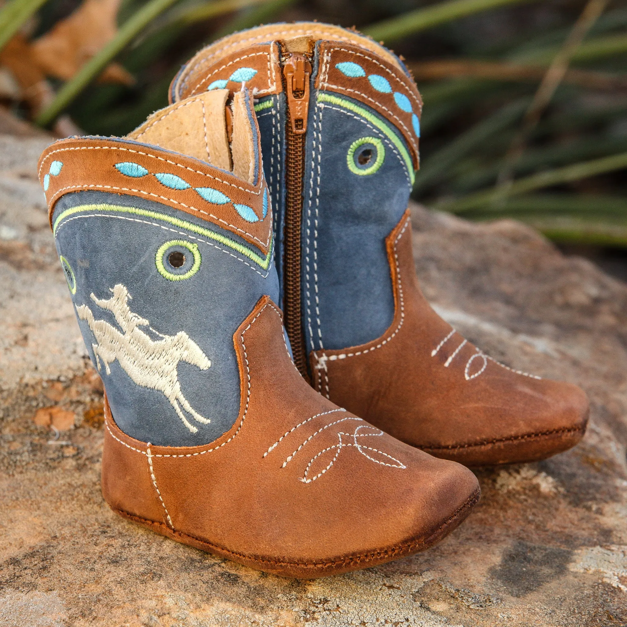 "Syd" Bucking Horse Cowboy Baby Boots