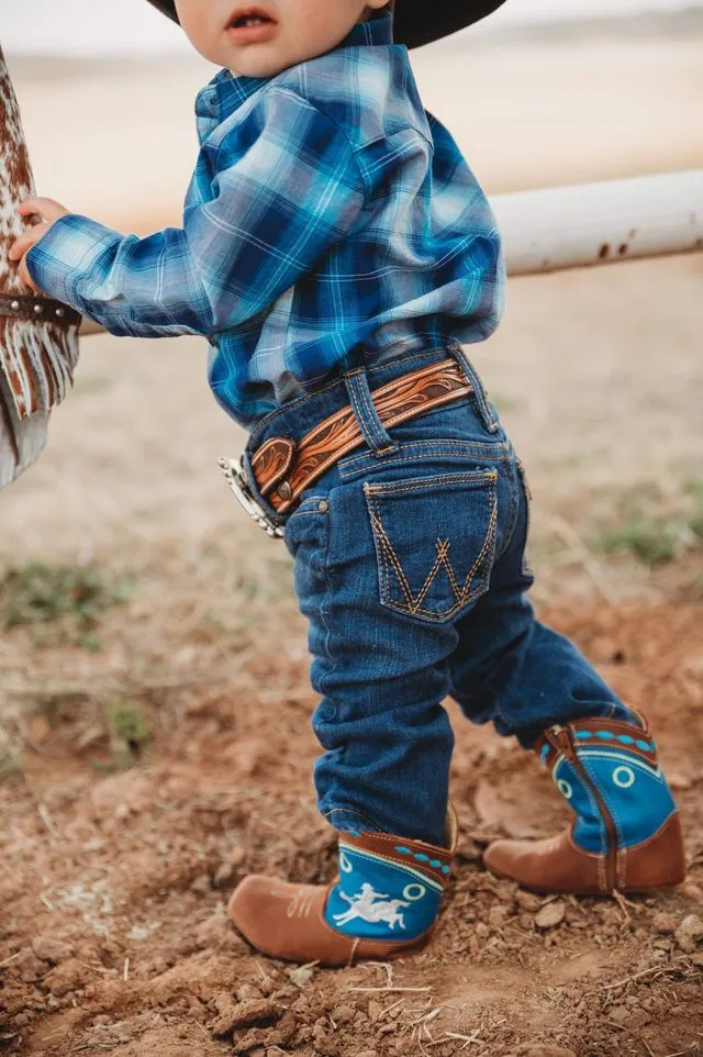 "Syd" Bucking Horse Cowboy Baby Boots