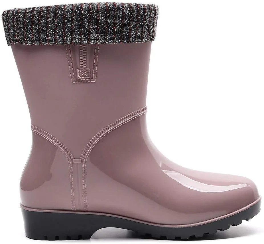 Rain Boots Women Tall Waterproof Knitted Lined Mens Grounded Footwear Booties Barefoot Shoes Casual Fall Mid Calf Rain Boots for Women,Waterproof Garden Womens Winter Boots