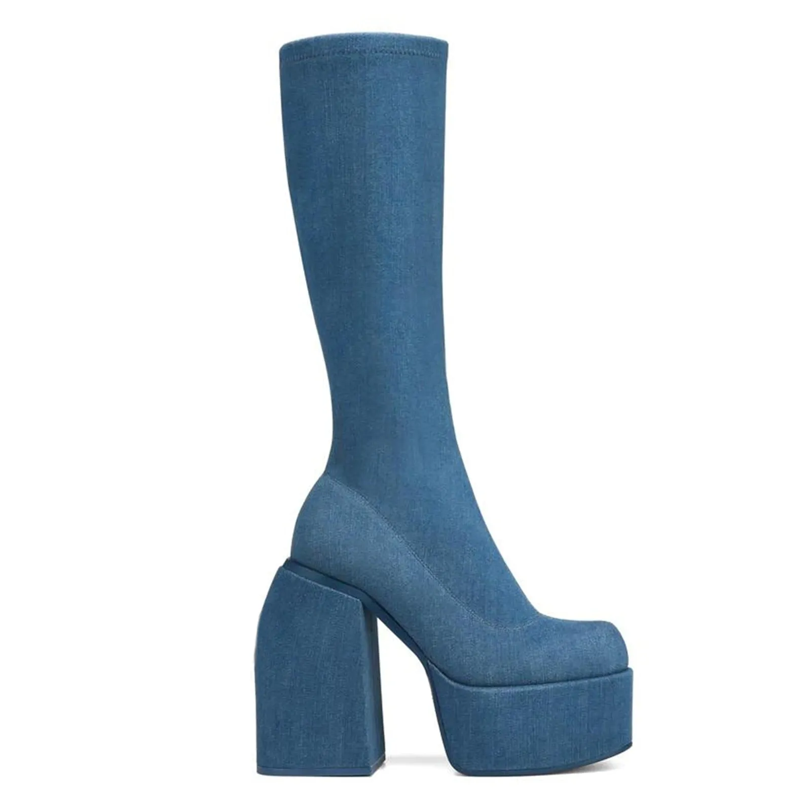 Sofia Platform Over The Knee High Boots Chunky Heels