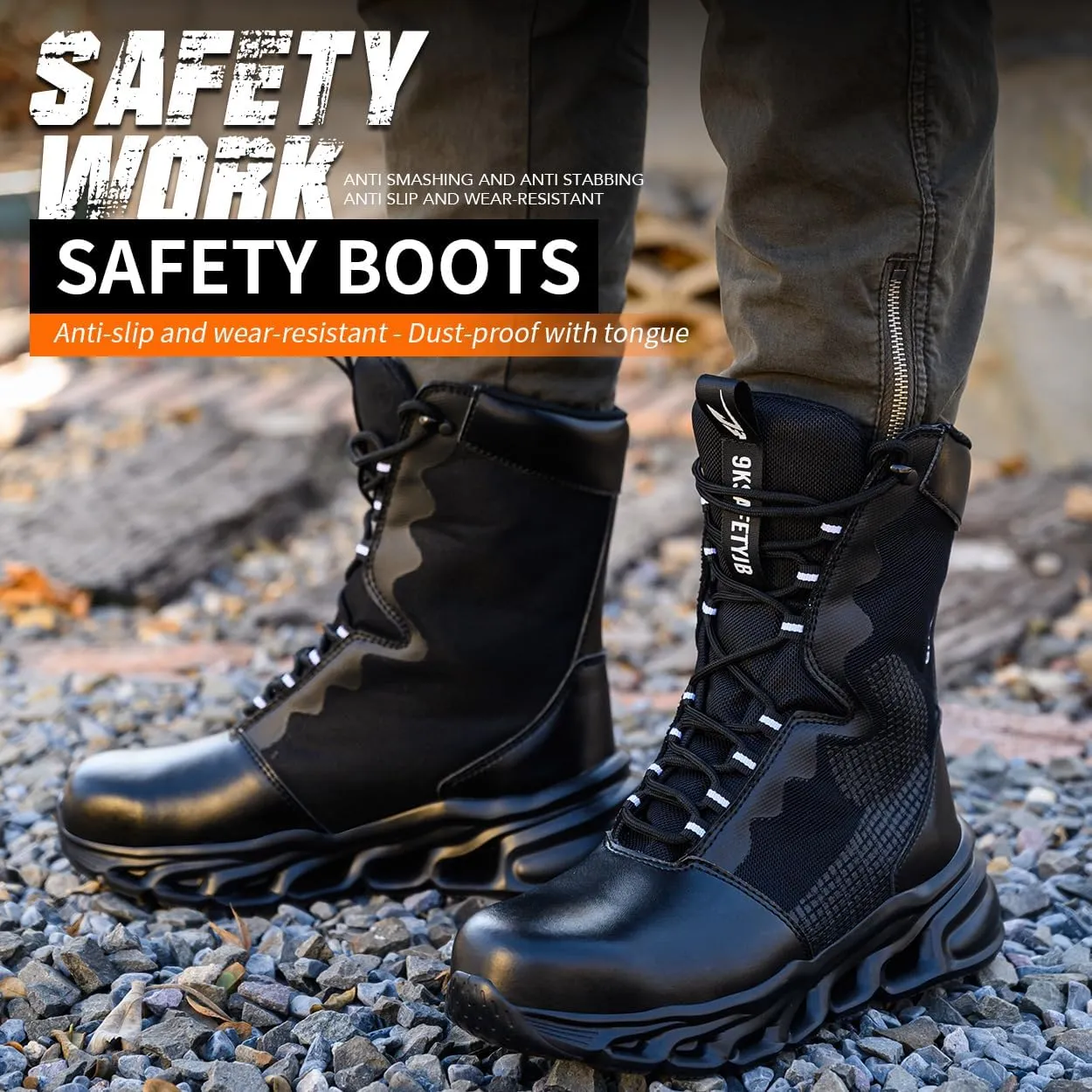 Steel Toe Boots for Women Lightweight Combat BootsWater Resistant Work Safety Shoes Breathable Non-slip Tactical Boots
