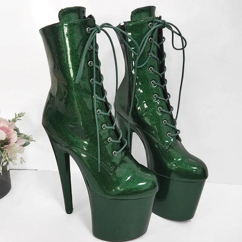Super high with nightclub waterproof platform lacing sexy hate high short boots pole dance Stripper Heels