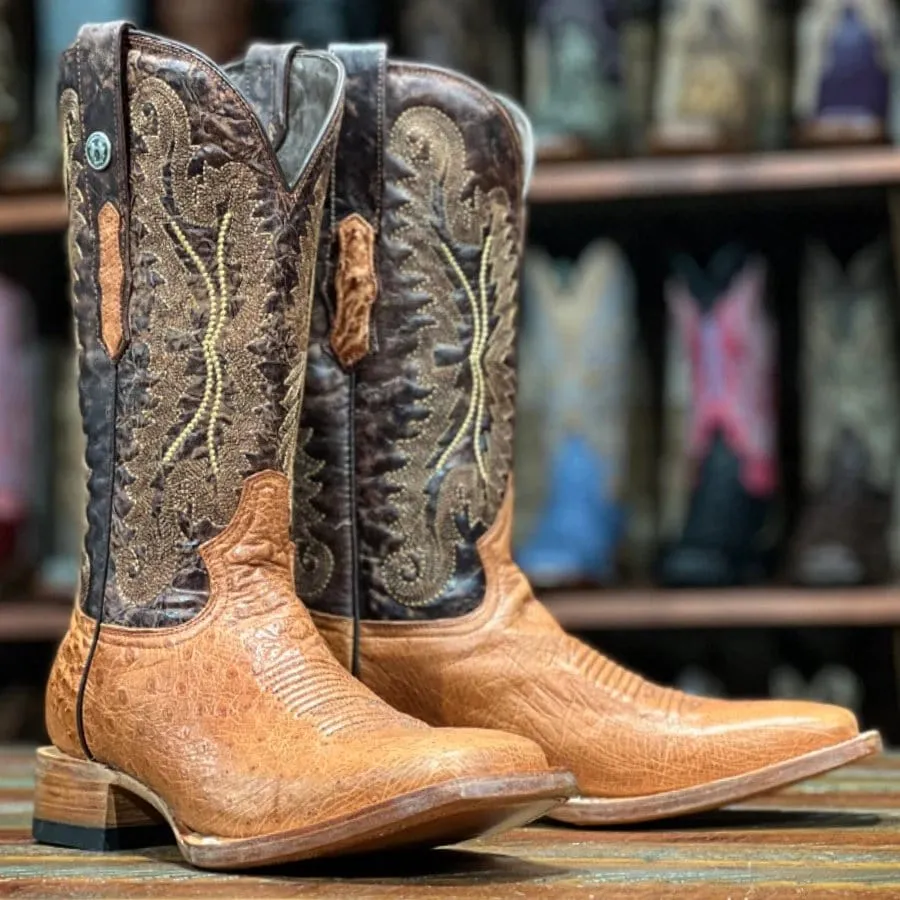 Tanner Mark Men's Genuine Smooth Ostrich Square Toe Boots TMX200499