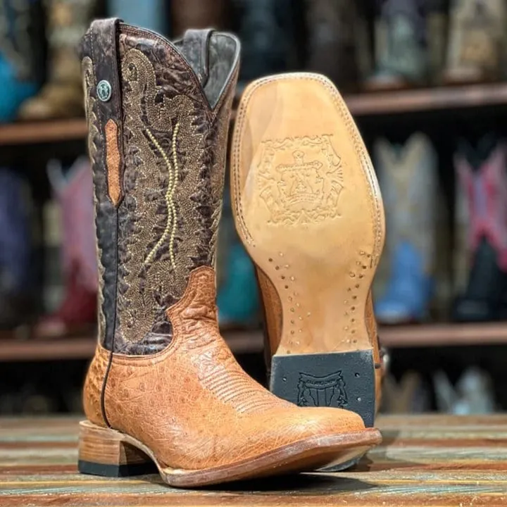 Tanner Mark Men's Genuine Smooth Ostrich Square Toe Boots TMX200499