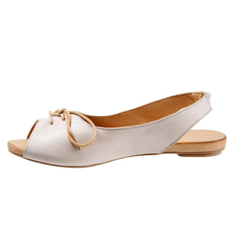 Women's Elastic Band Lace-Up Peep Toe Sandals