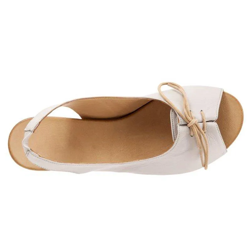 Women's Elastic Band Lace-Up Peep Toe Sandals