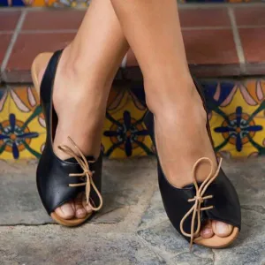 Women's Elastic Band Lace-Up Peep Toe Sandals